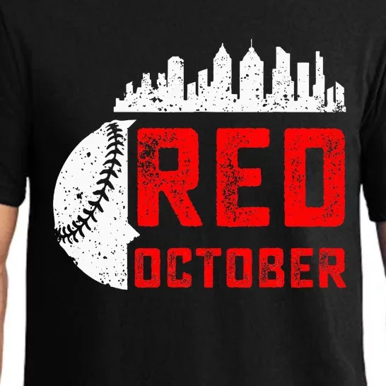 In October We Red Baseball Pajama Set