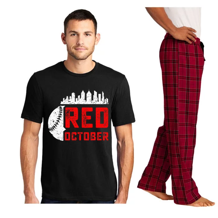 In October We Red Baseball Pajama Set