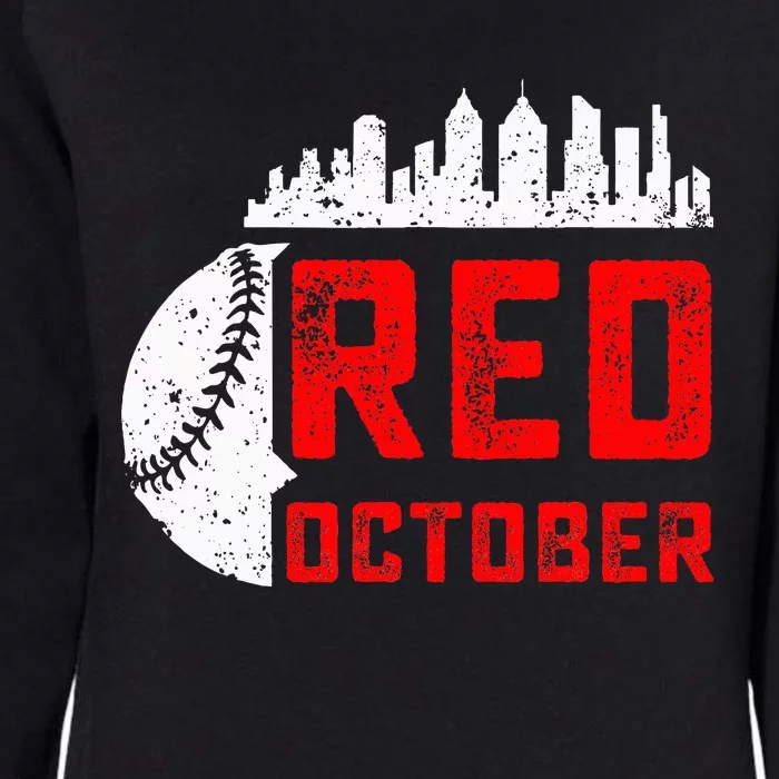 In October We Red Baseball Womens California Wash Sweatshirt