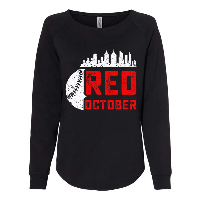 In October We Red Baseball Womens California Wash Sweatshirt