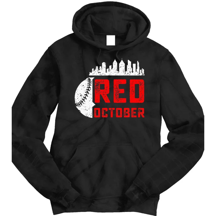 In October We Red Baseball Tie Dye Hoodie