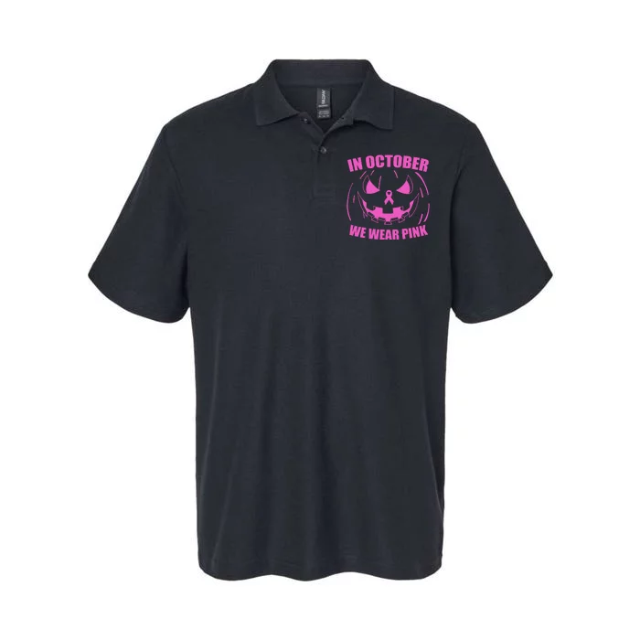 In October We Wear Pink Breast Cancer Halloween Softstyle Adult Sport Polo