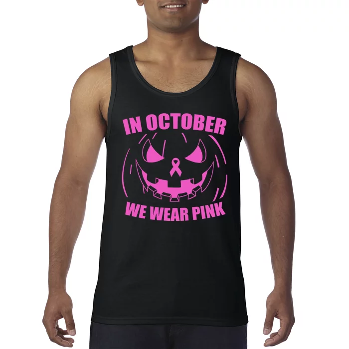 In October We Wear Pink Breast Cancer Halloween Tank Top