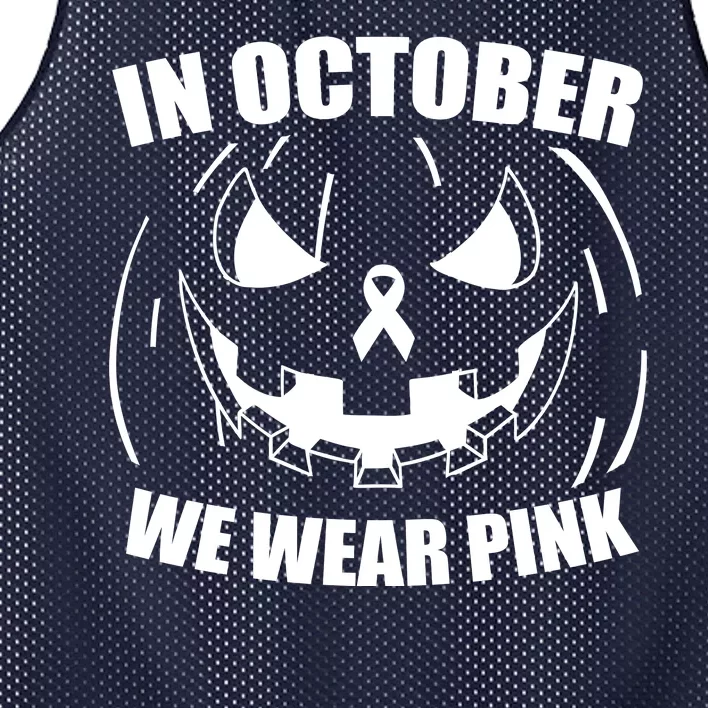 In October We Wear Pink Halloween Breast Cancer Mesh Reversible Basketball Jersey Tank