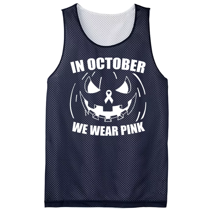 In October We Wear Pink Halloween Breast Cancer Mesh Reversible Basketball Jersey Tank