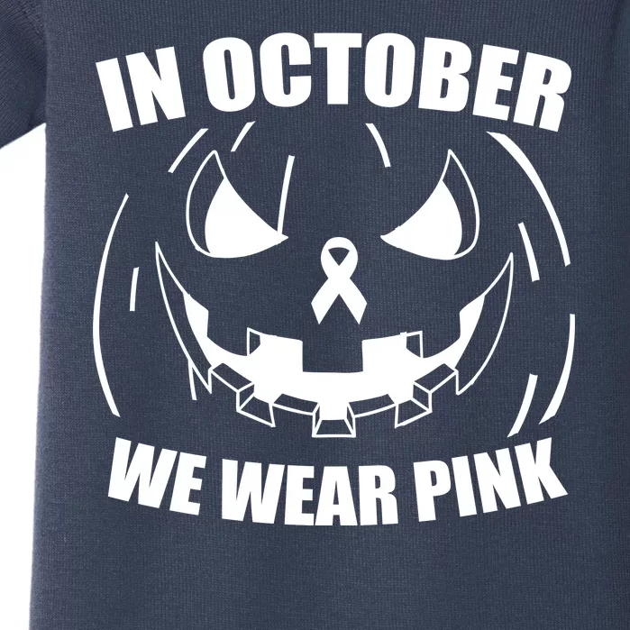 In October We Wear Pink Halloween Breast Cancer Baby Bodysuit