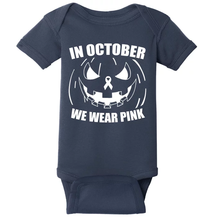 In October We Wear Pink Halloween Breast Cancer Baby Bodysuit