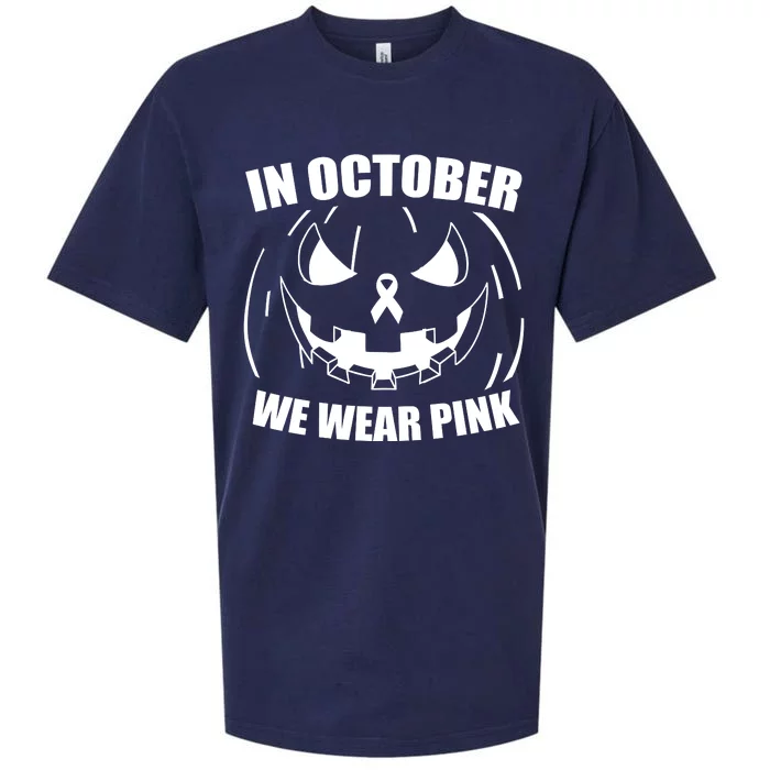 In October We Wear Pink Halloween Breast Cancer Sueded Cloud Jersey T-Shirt