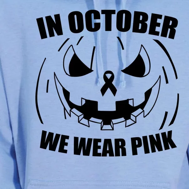 In October We Wear Pink Halloween Breast Cancer Unisex Surf Hoodie