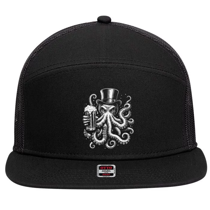 Irish Octopus With Beer Ireland 7 Panel Mesh Trucker Snapback Hat