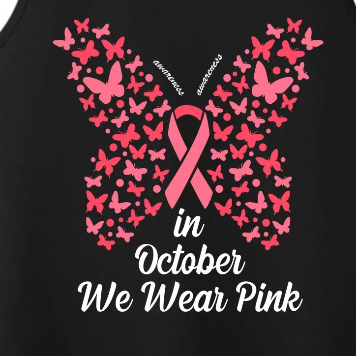 In October We Wear Pink Butterfly Breast Cancer Ribbon Performance Tank