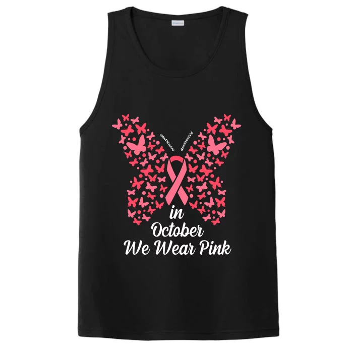 In October We Wear Pink Butterfly Breast Cancer Ribbon Performance Tank