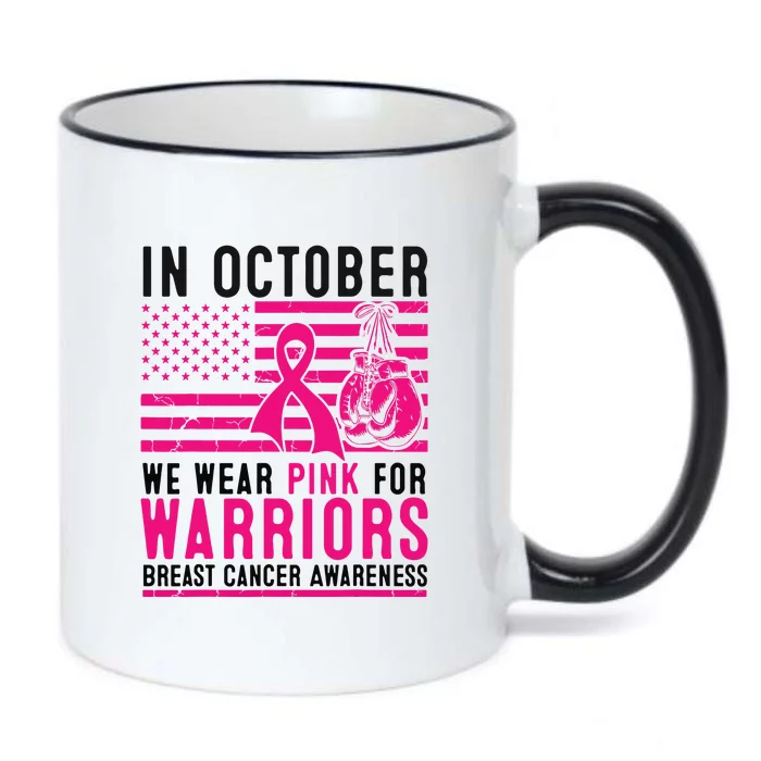 In October Wear Pink Awareness Breast Cancer Support Warrior Gift Black Color Changing Mug