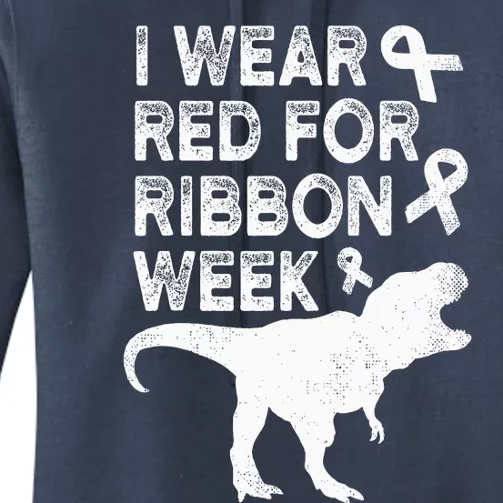 In October We Wear Red Week Ribbon Awareness Women's Pullover Hoodie