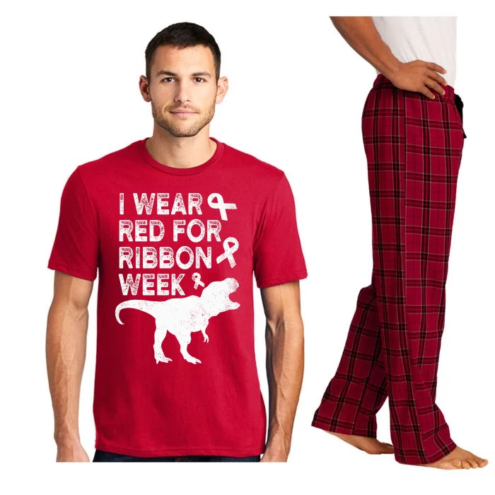 In October We Wear Red Week Ribbon Awareness Pajama Set