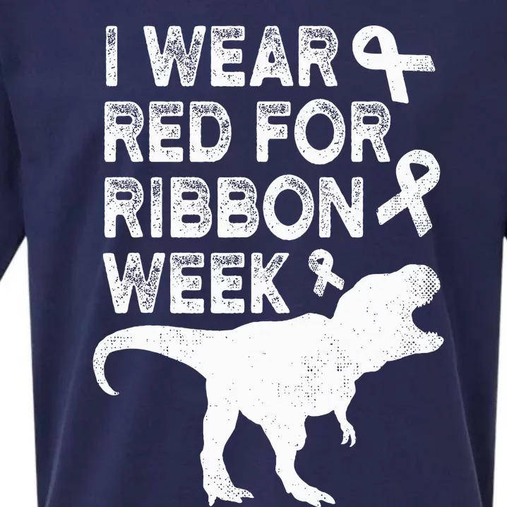 In October We Wear Red Week Ribbon Awareness Sueded Cloud Jersey T-Shirt