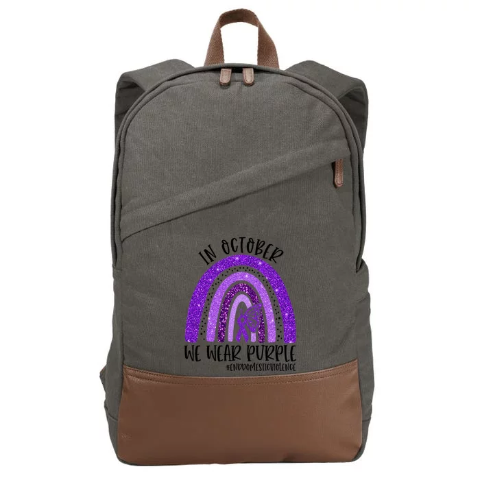 In October We Wear Purple Rainbow End Domestic Violence Cotton Canvas Backpack