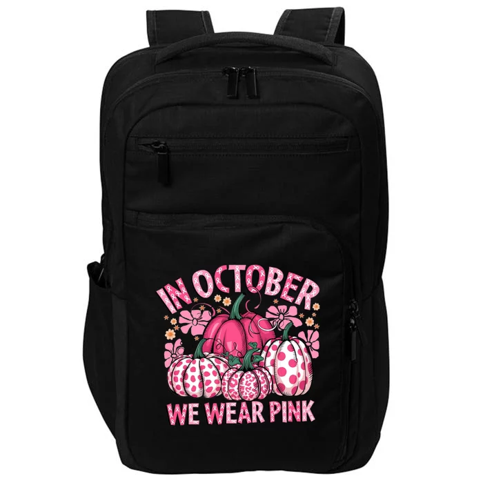 In October We Wear Pumpkin Breast Cancer Halloween Impact Tech Backpack