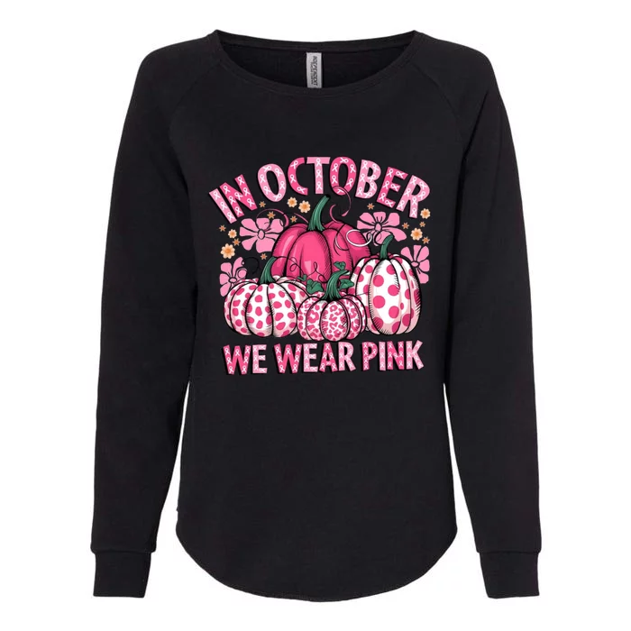 In October We Wear Pumpkin Breast Cancer Halloween Womens California Wash Sweatshirt