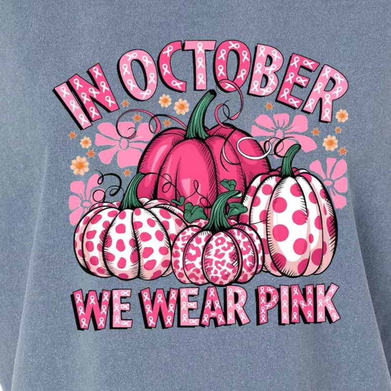 In October We Wear Pumpkin Breast Cancer Halloween Garment-Dyed Women's Muscle Tee