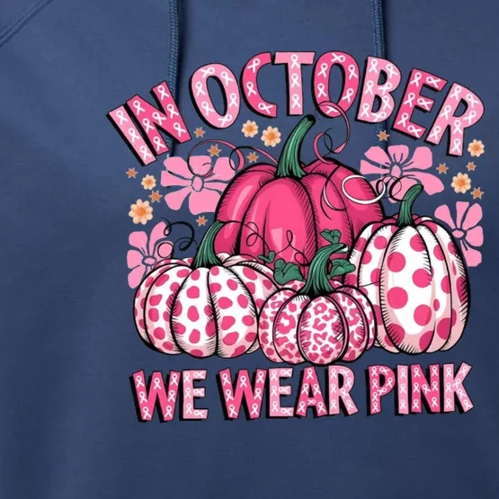 In October We Wear Pumpkin Breast Cancer Halloween Performance Fleece Hoodie