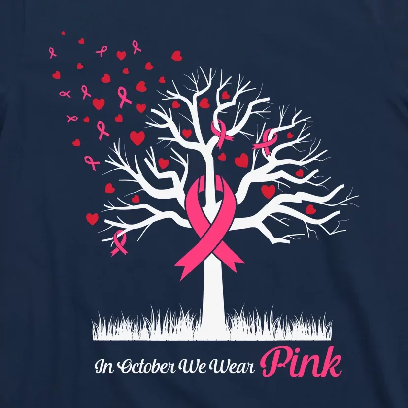 In October We Wear Pink Ribbon Tree Breast Cancer T-Shirt