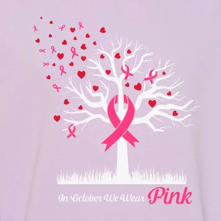 In October We Wear Pink Ribbon Tree Breast Cancer Garment-Dyed Sweatshirt