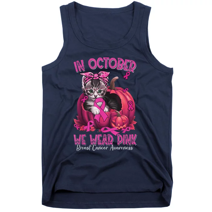 In October We Wear Pin.K Cat Ribbon Breast Cancer Awareness Tank Top