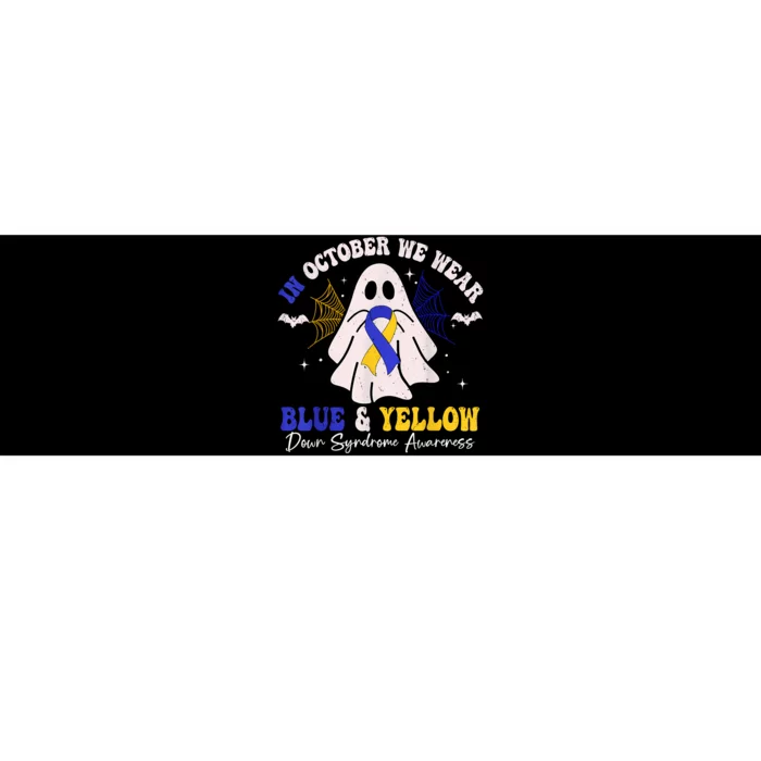 In October We Wear Blue And Yellow Down Syndrome Halloween Bumper Sticker