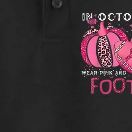 In October We Wear Pink And Watch Football Breast Cancer Dry Zone Grid Performance Polo