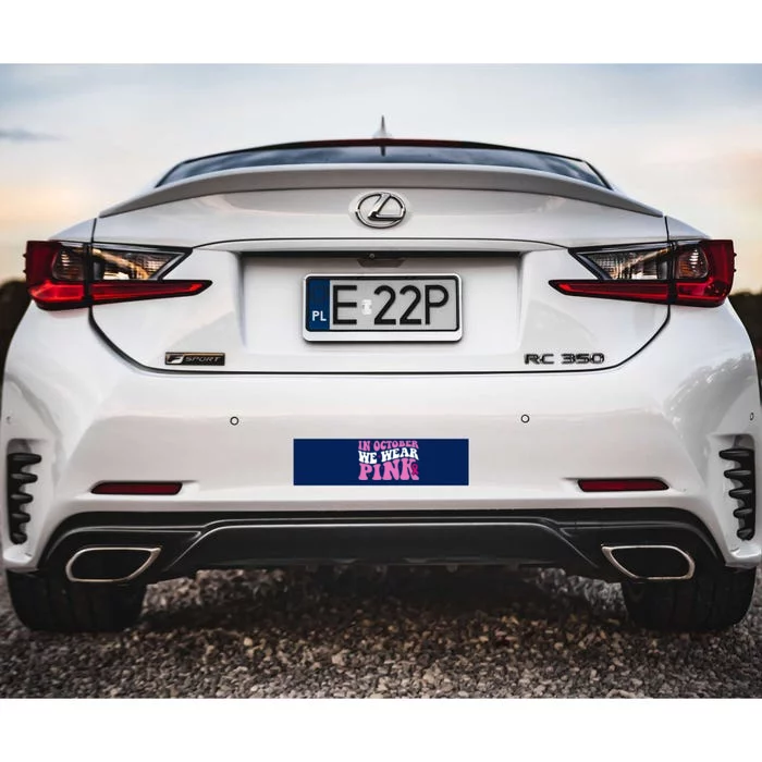 In October We Wear Pink Breast Cancer Ribbon Bumper Sticker