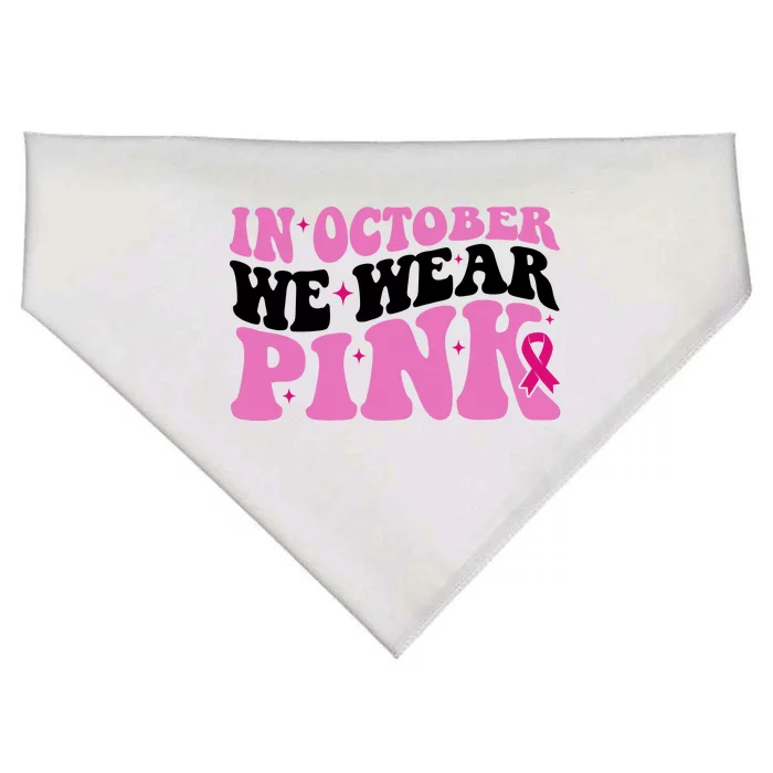 In October We Wear Pink Breast Cancer Ribbon USA-Made Doggie Bandana