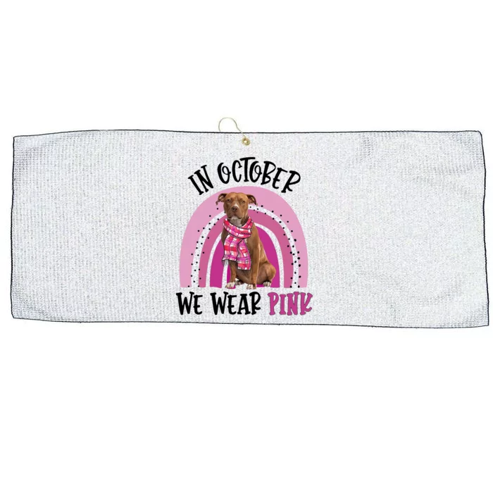 In October We Wear Pink Breast Cancer Pitbull Large Microfiber Waffle Golf Towel