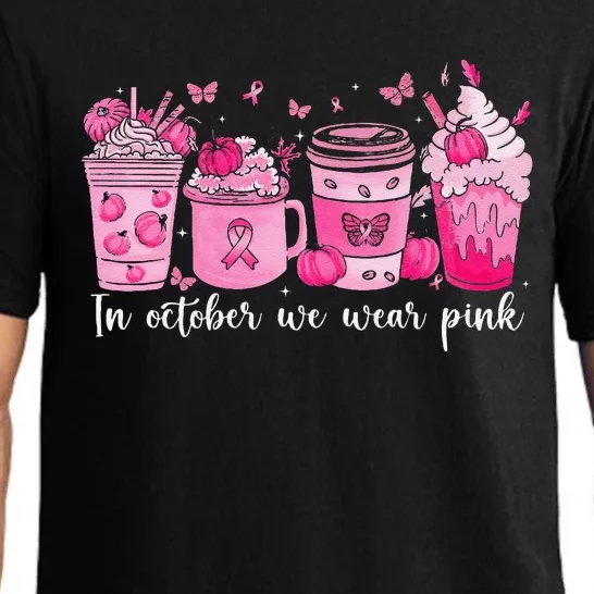 In October We Wear P.Ink Ribbon Pumpkin Spice Breast Cancer Gift Pajama Set