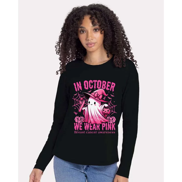 In October We Wear Pin.K Breast Cancer Awareness Month Womens Cotton Relaxed Long Sleeve T-Shirt