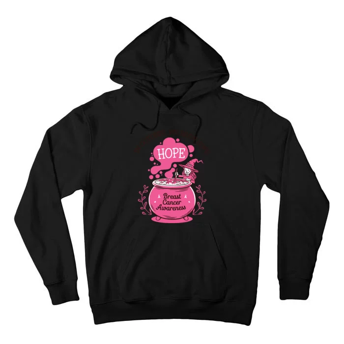 In October We Brew Hope Breast Cancer Awareness Retro Witch Tall Hoodie