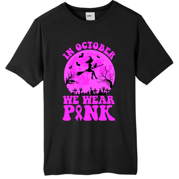 In October We Wear Pink Breast Cancer Halloween Witch ChromaSoft Performance T-Shirt