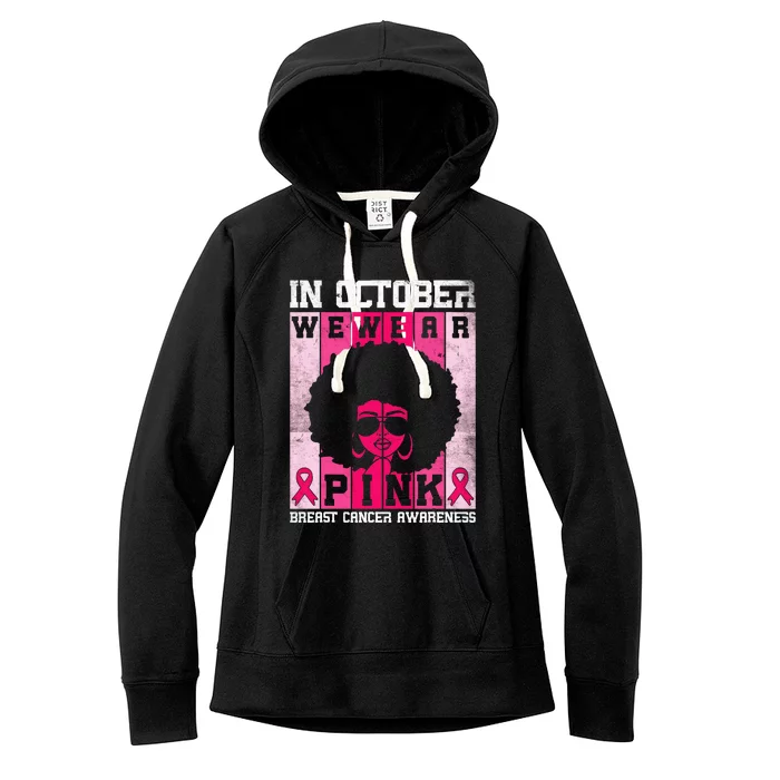 In October We Wear Pink Messy Bun Breast Cancer Awareness Women's Fleece Hoodie