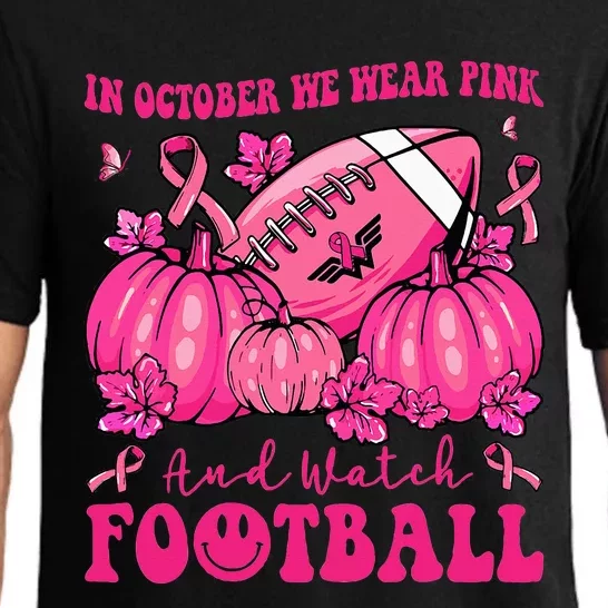 In October We Wear Pink Football Breast Cancer Support Pajama Set