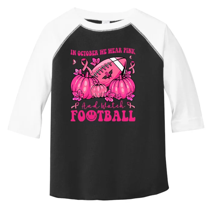 In October We Wear Pink Football Breast Cancer Support Toddler Fine Jersey T-Shirt