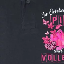 In October We Wear Pink Volleyball Breast Cancer Awareness Softstyle Adult Sport Polo