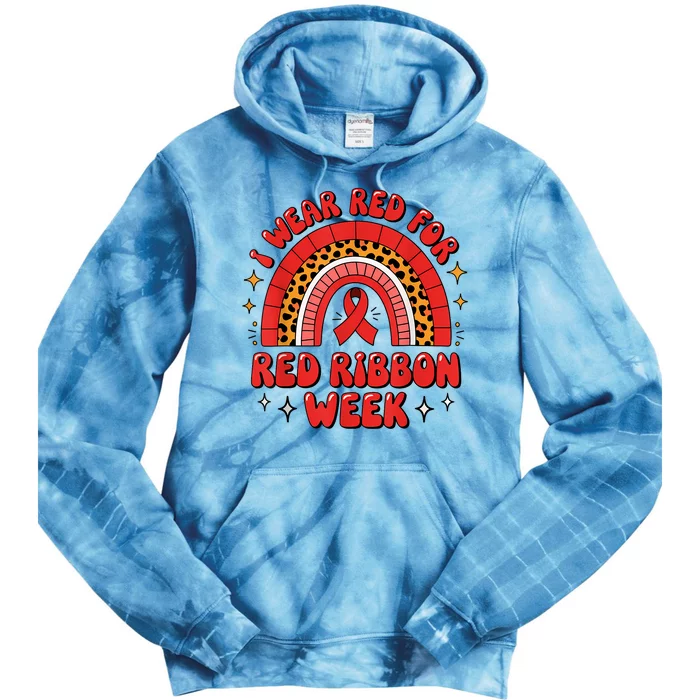 In October We Wear Red Ribbon Week Awareness Drugfree Tie Dye Hoodie