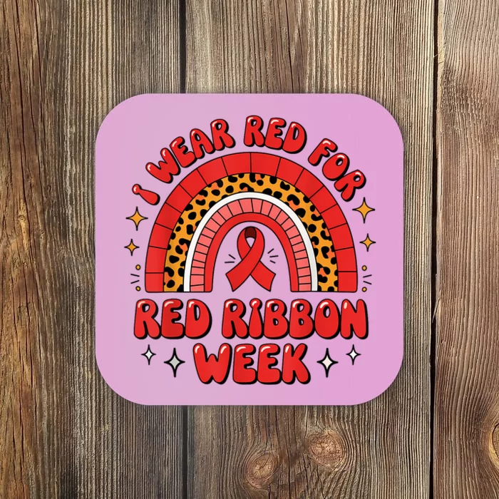 In October We Wear Red Ribbon Week Awareness Drugfree Coaster