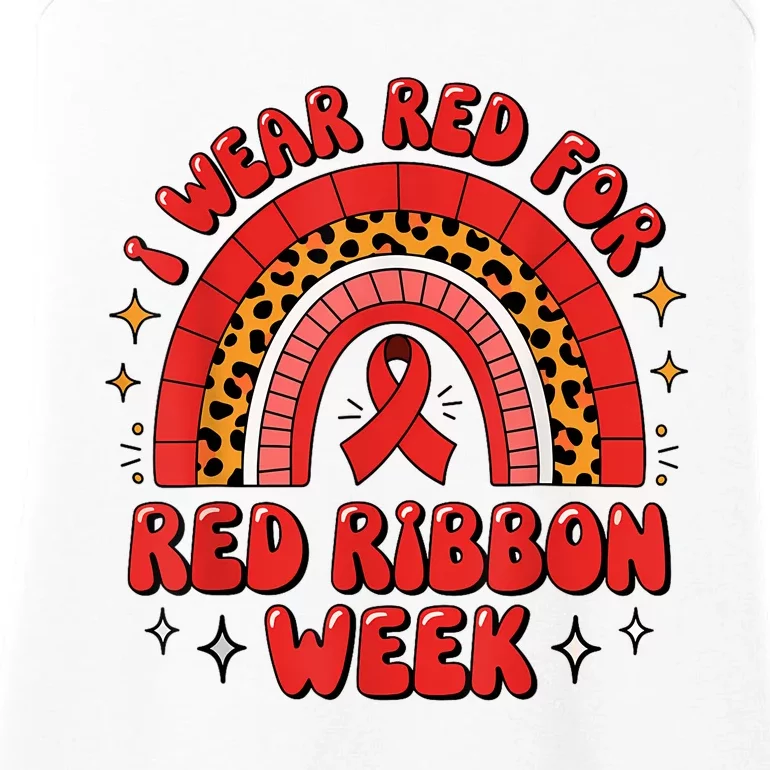 In October We Wear Red Ribbon Week Awareness Drugfree Ladies Essential Tank