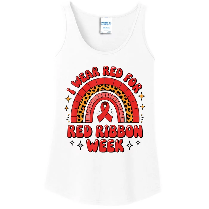 In October We Wear Red Ribbon Week Awareness Drugfree Ladies Essential Tank