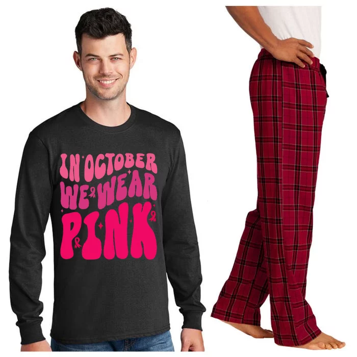 In October We Wear Pink Breast Cancer Awareness Long Sleeve Pajama Set