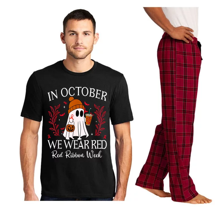 In October We Wear Red For Red Ribbon Week Awareness Pajama Set