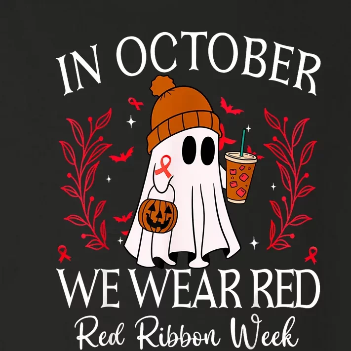 In October We Wear Red For Red Ribbon Week Awareness Toddler Long Sleeve Shirt