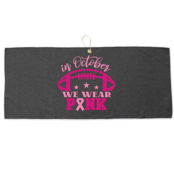 In October We Wear Pink Football Ribbon Large Microfiber Waffle Golf Towel