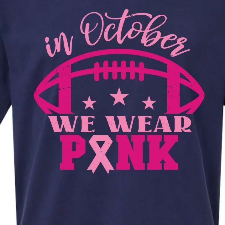 In October We Wear Pink Football Ribbon Sueded Cloud Jersey T-Shirt